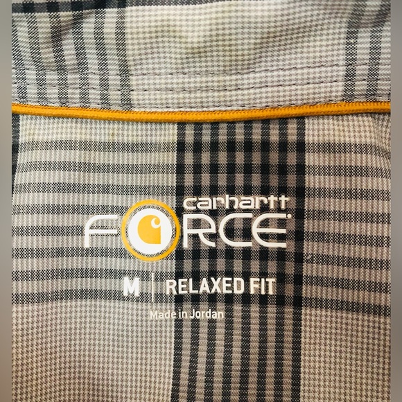 NWOT Carhartt Men's Force Ridgefield Plaid Short Sleeve Shirt Size M Gray Plaid - Picture 3 of 10
